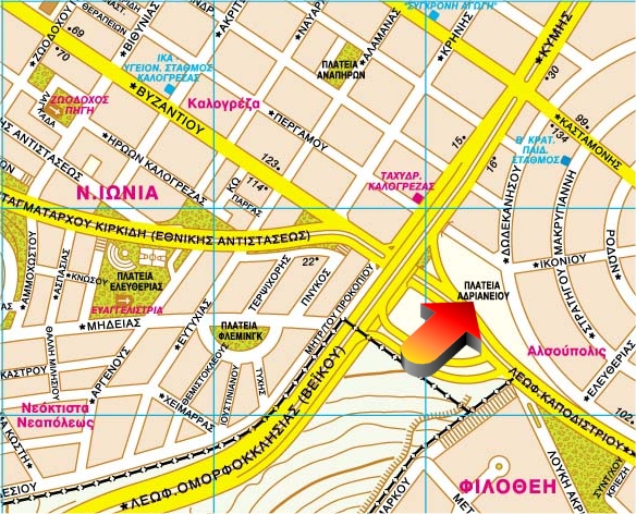 Χάρτης γύρω από την Πλατεία Αδριανείου